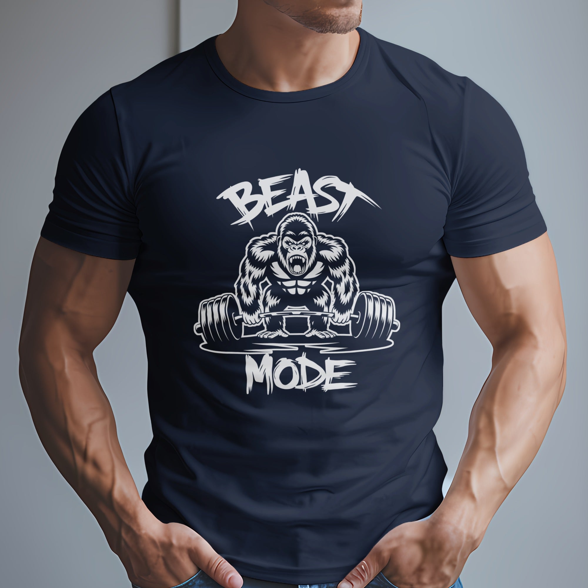 Beast Mode Exercise T-Shirt with a Gorilla Lifting Weights