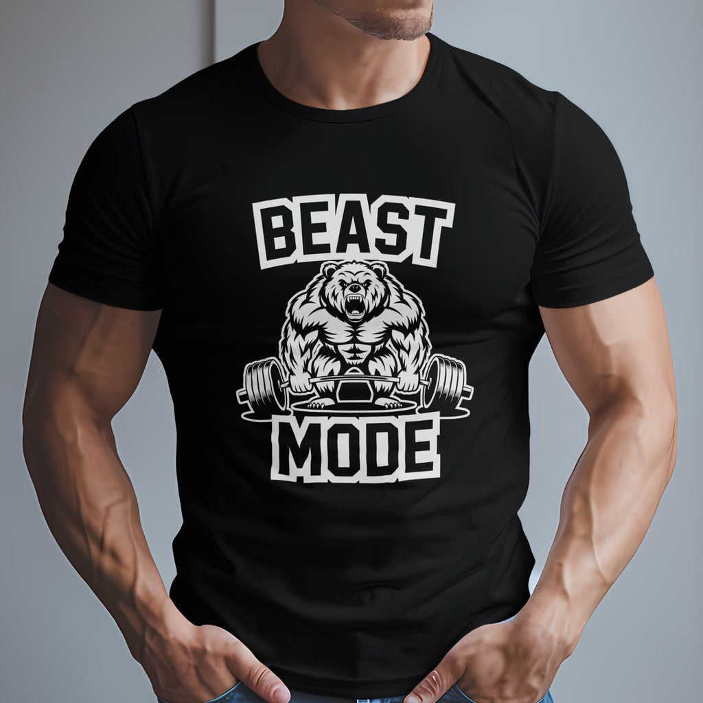 Beast Mode Exercise T-Shirt with a Bear Lifting Weights