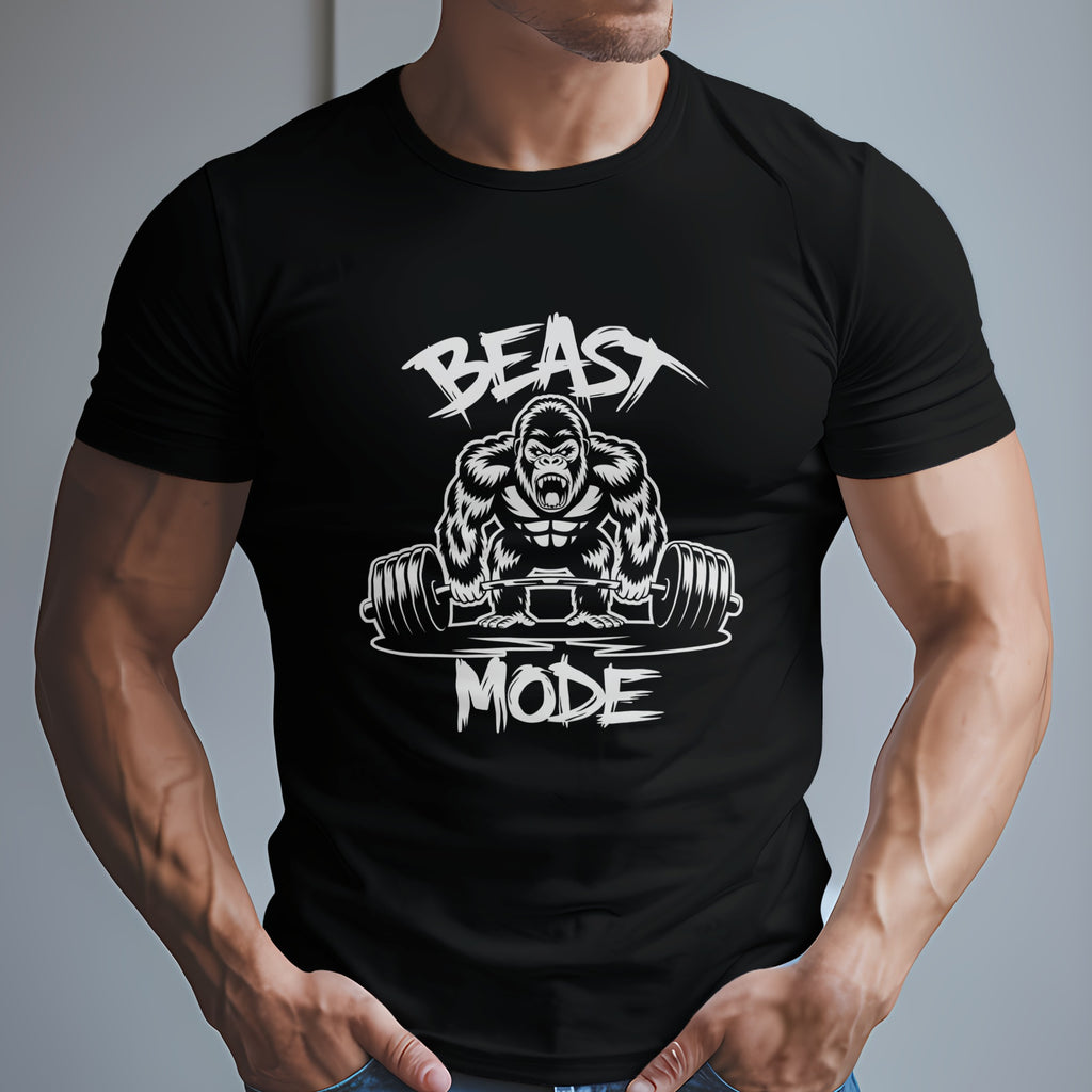 Beast Mode Exercise T-Shirt with a Gorilla Lifting Weights