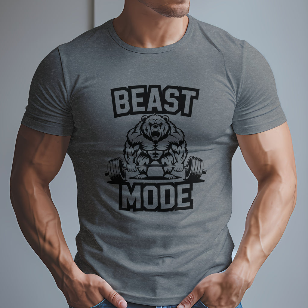 Beast Mode Exercise T-Shirt with a Bear Lifting Weights