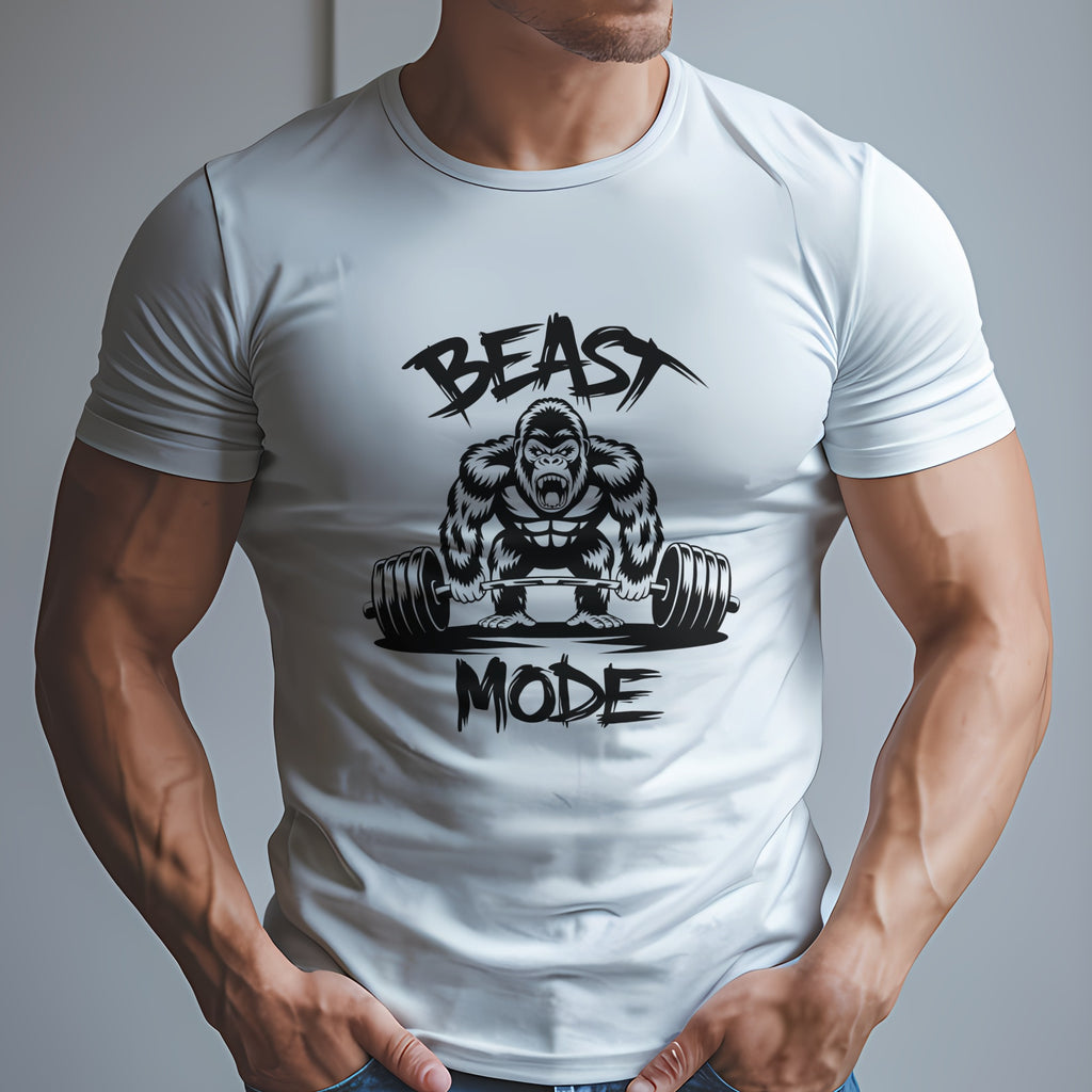 Beast Mode Exercise T-Shirt with a Gorilla Lifting Weights