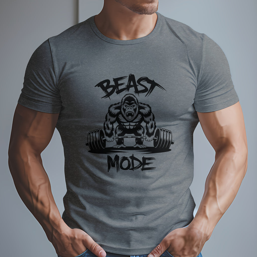 Beast Mode Exercise T-Shirt with a Gorilla Lifting Weights