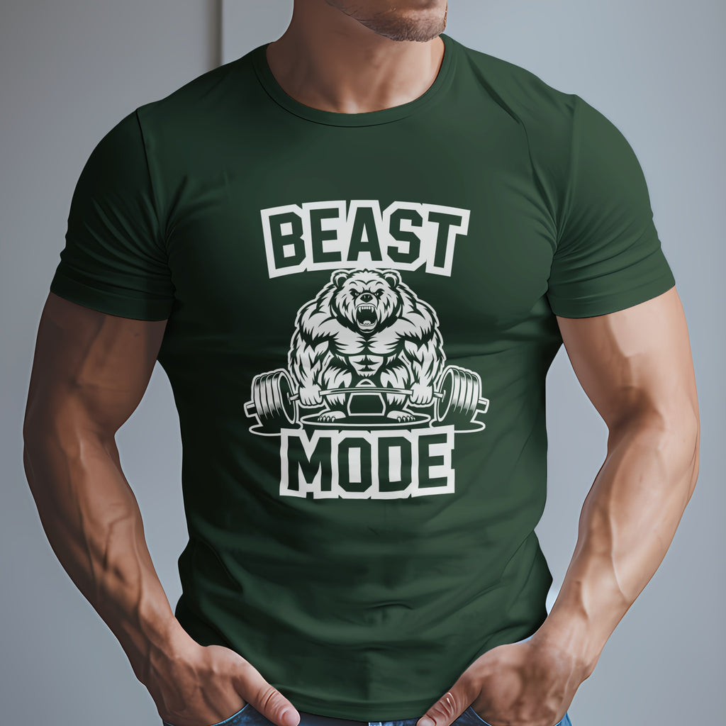Beast Mode Exercise T-Shirt with a Bear Lifting Weights