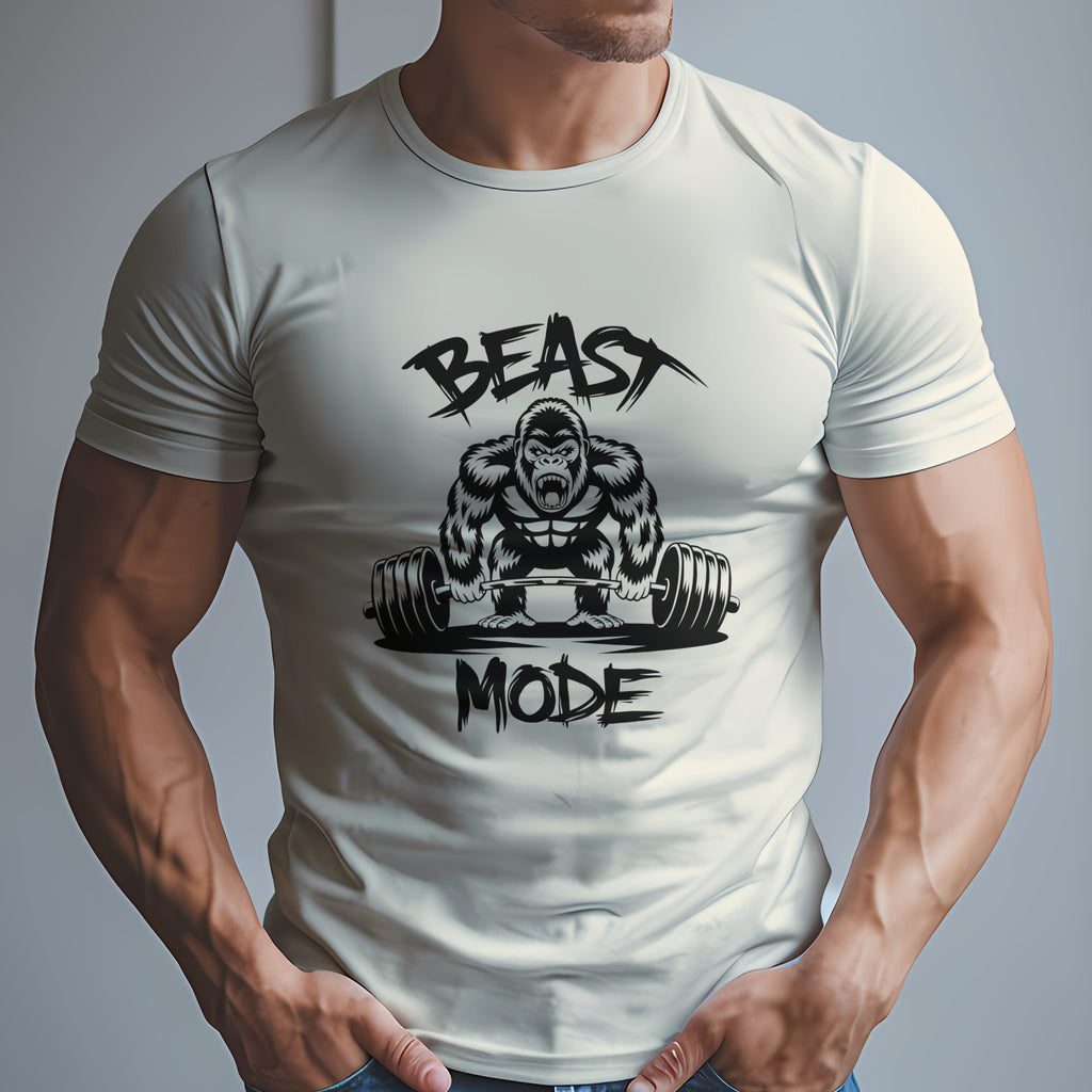 Beast Mode Exercise T-Shirt with a Gorilla Lifting Weights