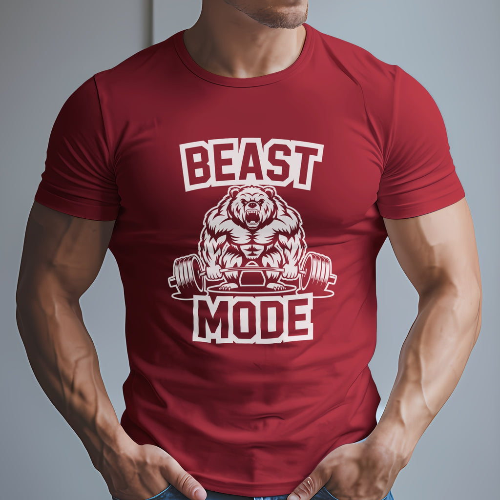 Beast Mode Exercise T-Shirt with a Bear Lifting Weights