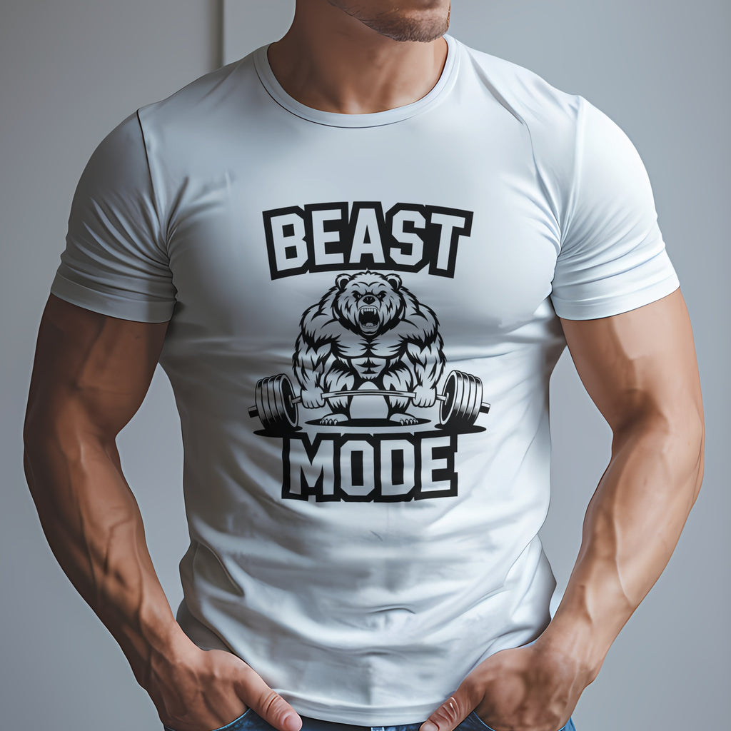Beast Mode Exercise T-Shirt with a Bear Lifting Weights