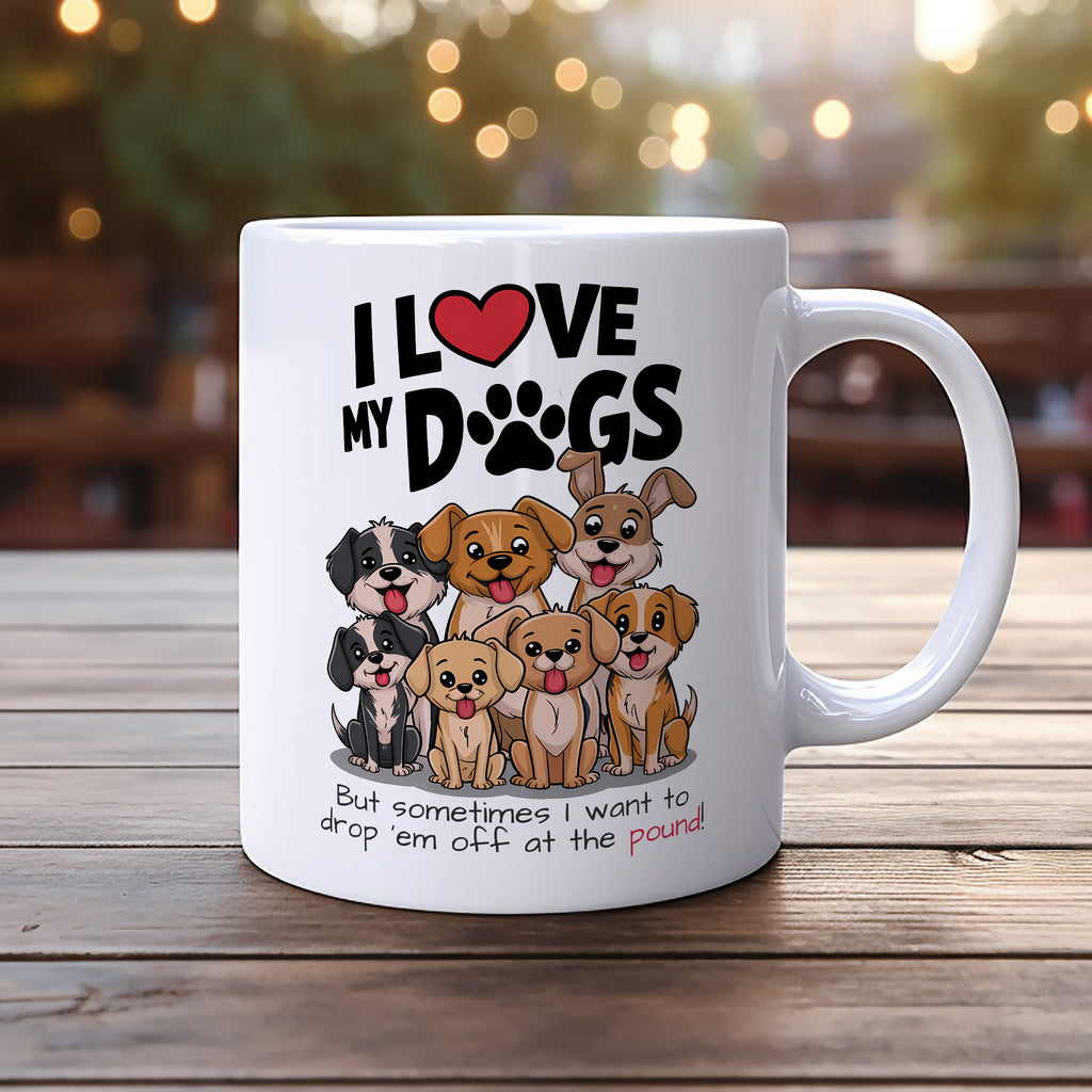 I Love My Dogs, Funny Dogs Coffee Mug