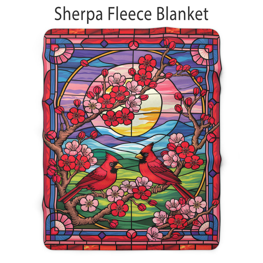 Stained-Glass Cardinal Red Bird Microfiber Blanket