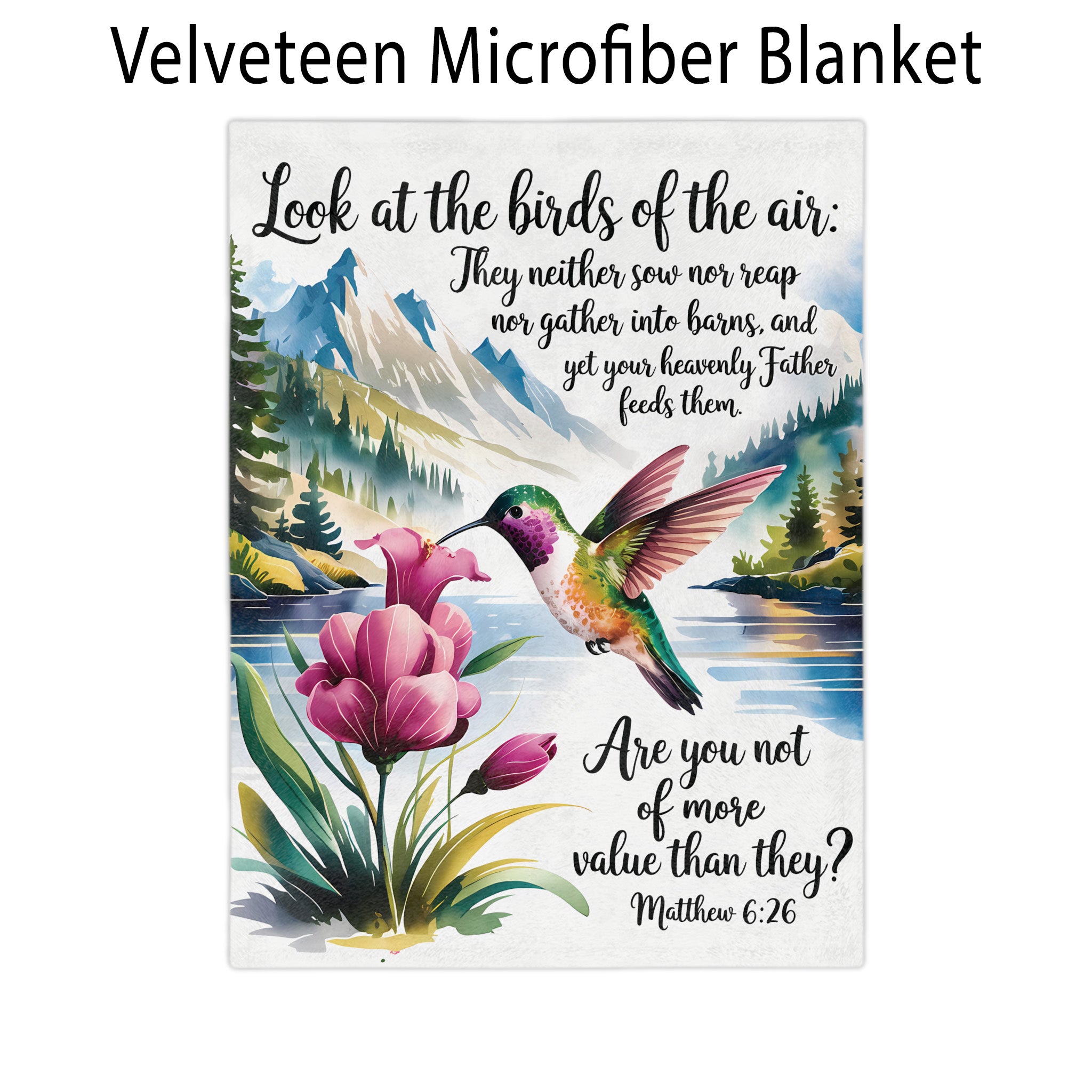 Hummingbird Blanket with Matthew 6:26 Bible Verse