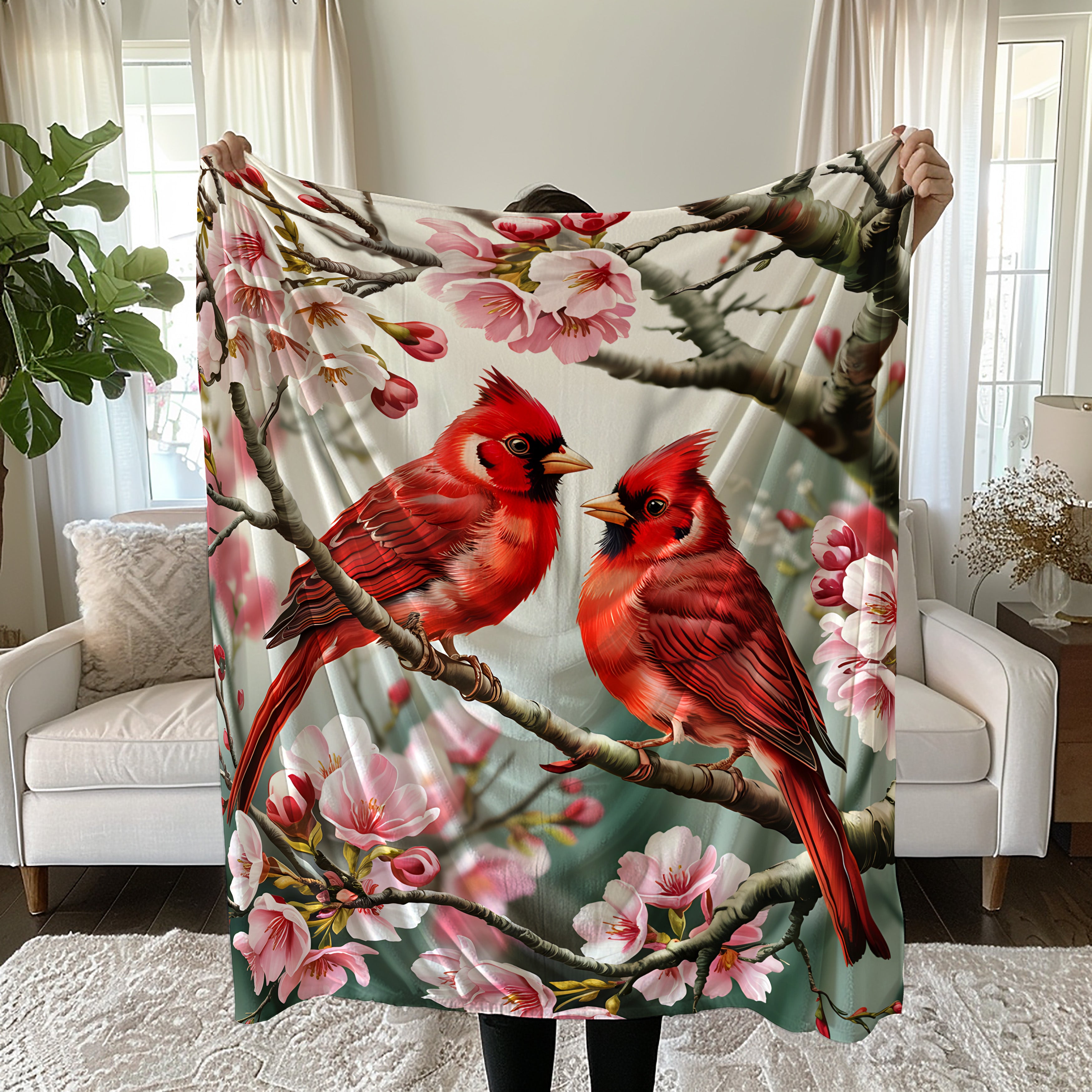 Cardinal Red Bird Microfiber Blanket