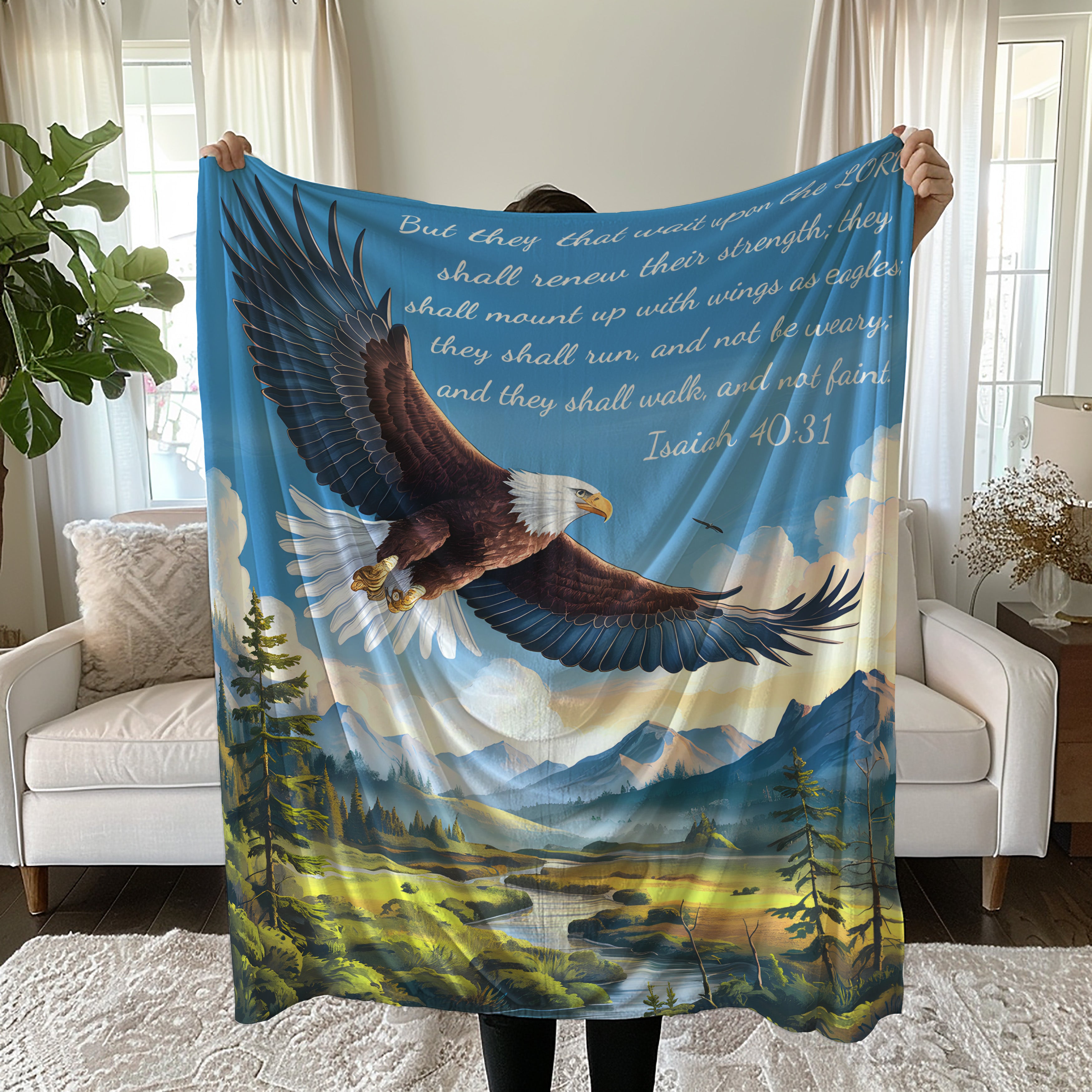 Isaiah 40:31 Microfiber Blanket, They That Wait Upon the LORD Shall Renew Their Strength