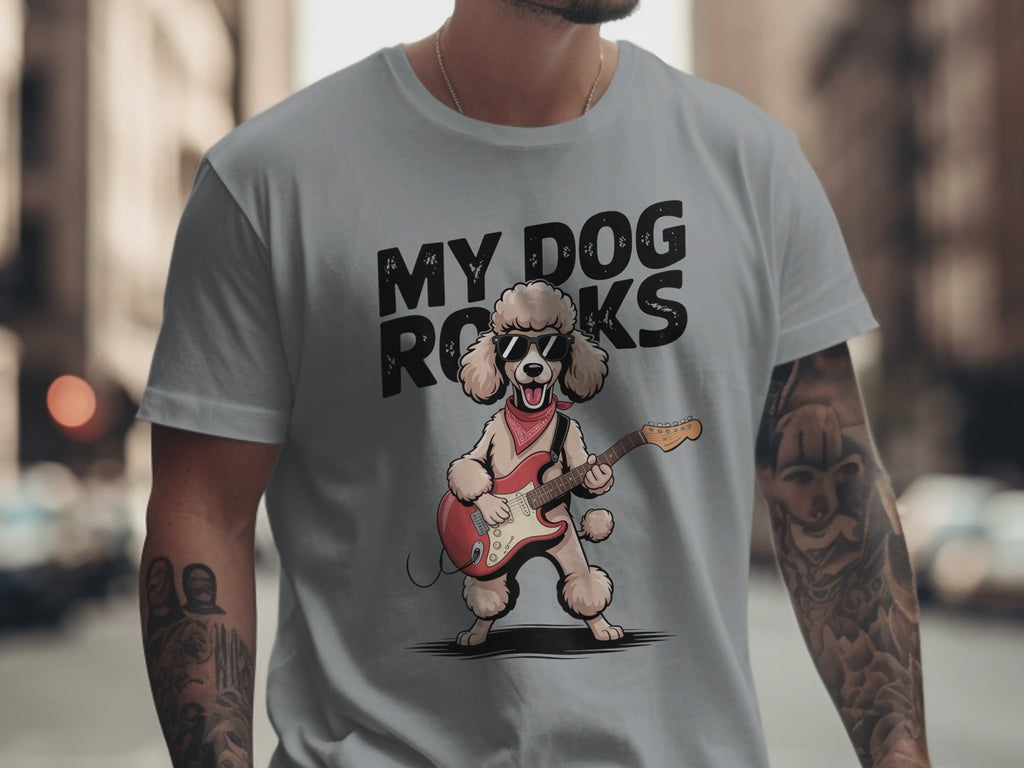 My Dog Rocks, Poodle Guitar T-Shirt