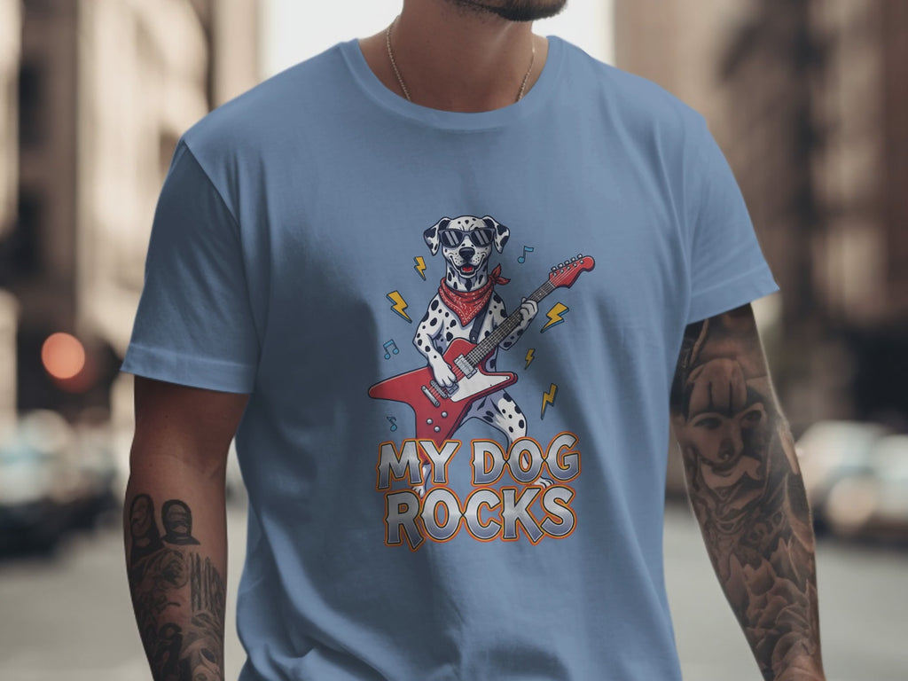 My Dog Rocks T-Shirt, Dalmatian Guitar Tee