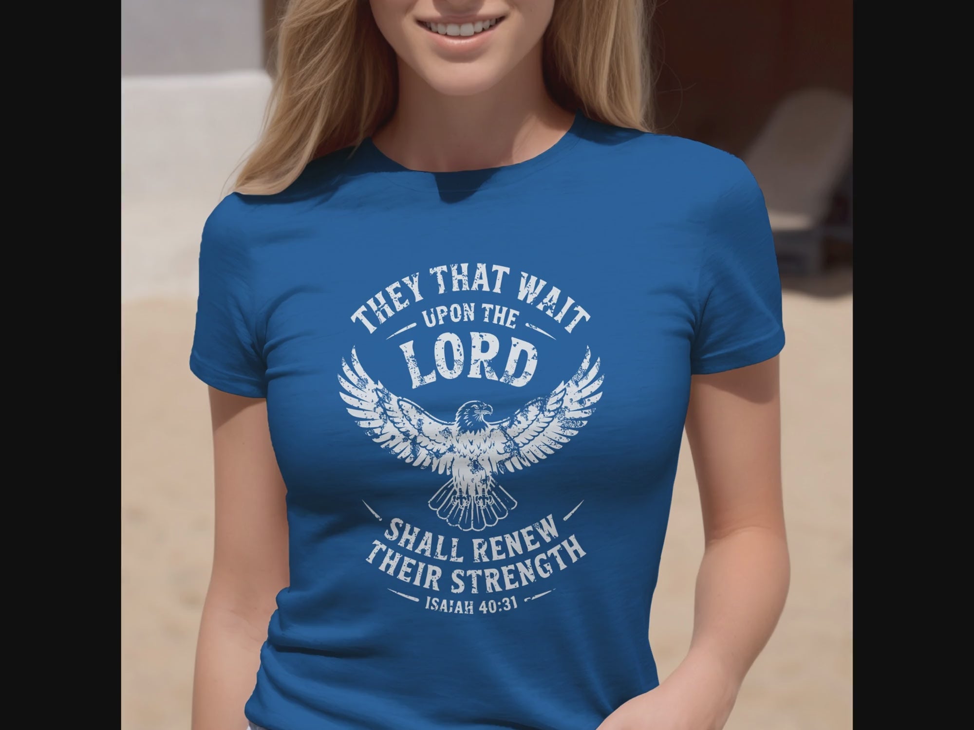 Isaiah 40:31 T-shirt, They That Wait Upon The LORD Shall Renew Their Strength, White Ink