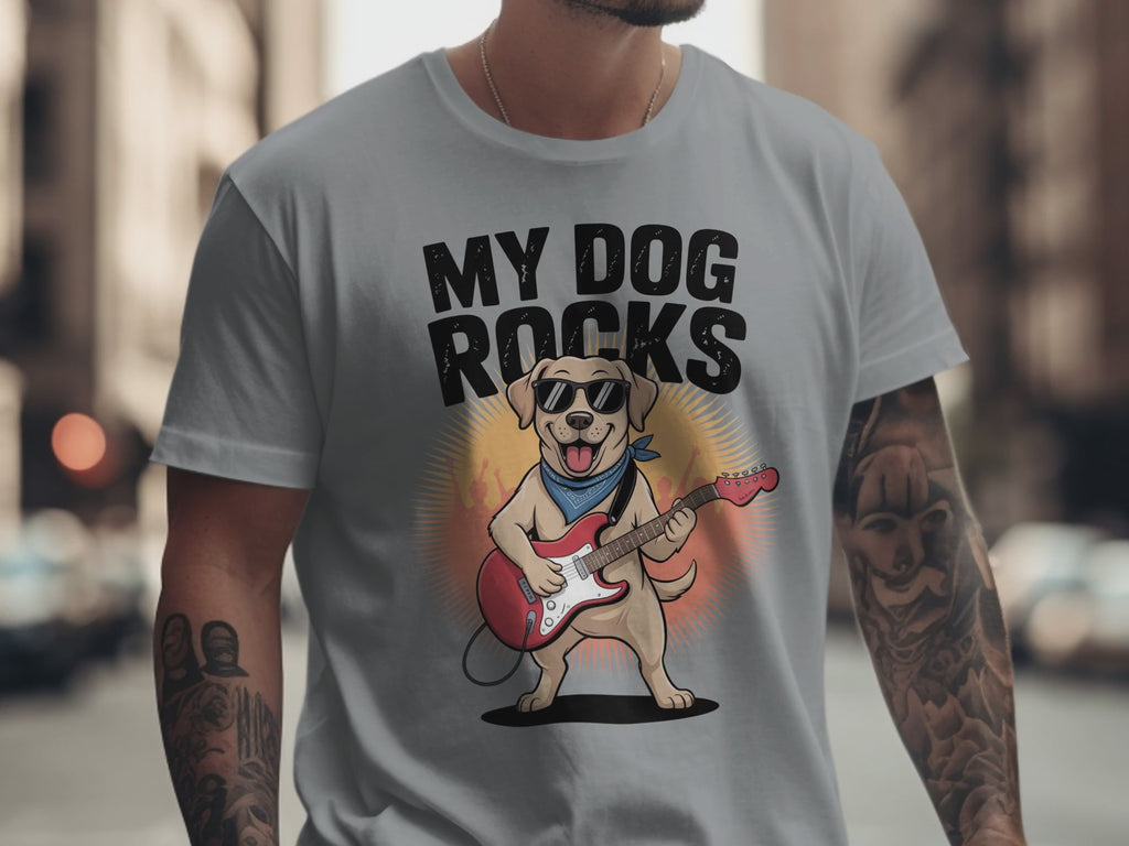 My Dog Rocks T-shirt | Labrador Retriever Playing Guitar Tee