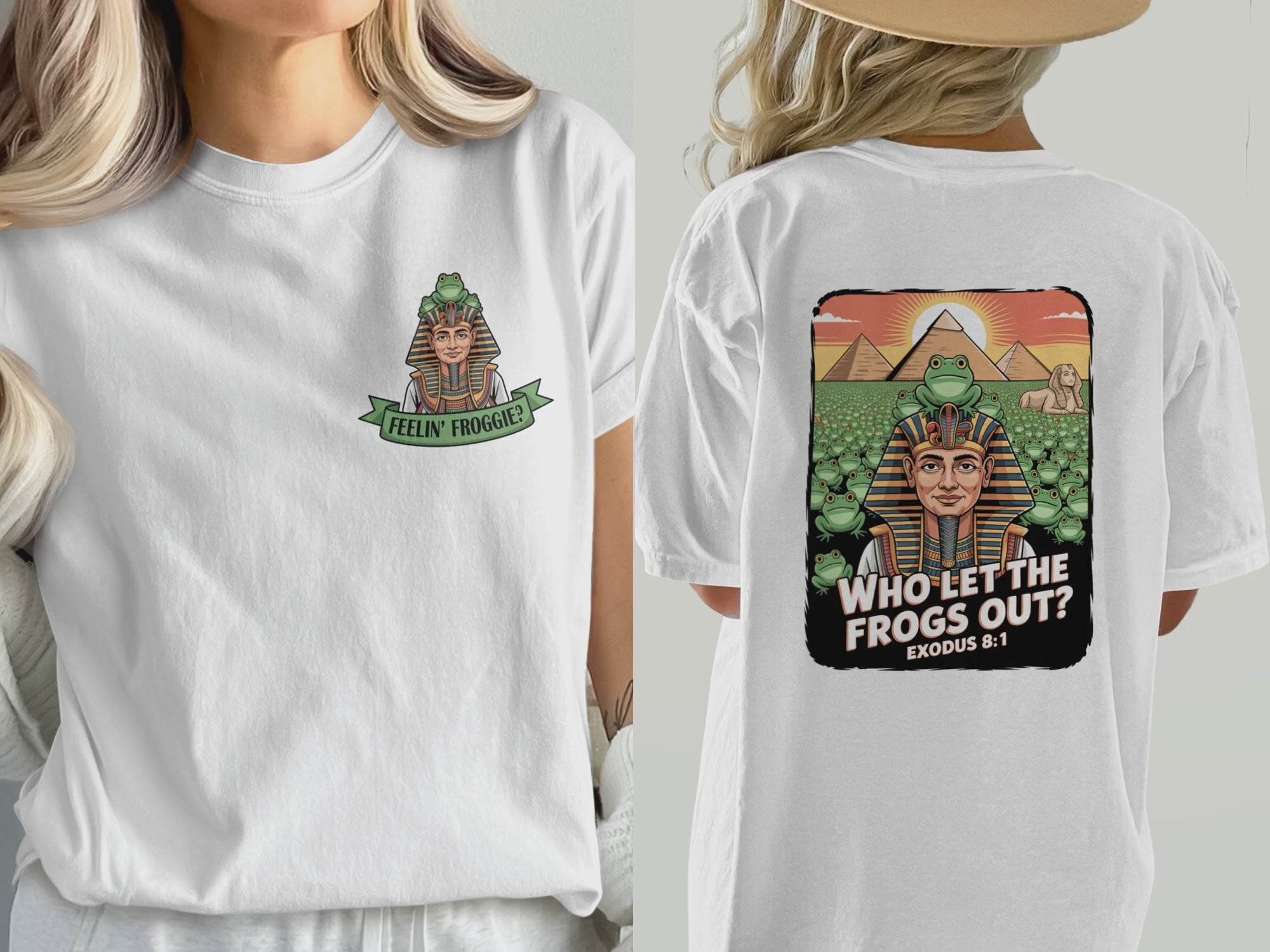 Who Let the Frogs Out? Graphic T-Shirt, Biblical Plague Exodus 8:1 Meme Tee
