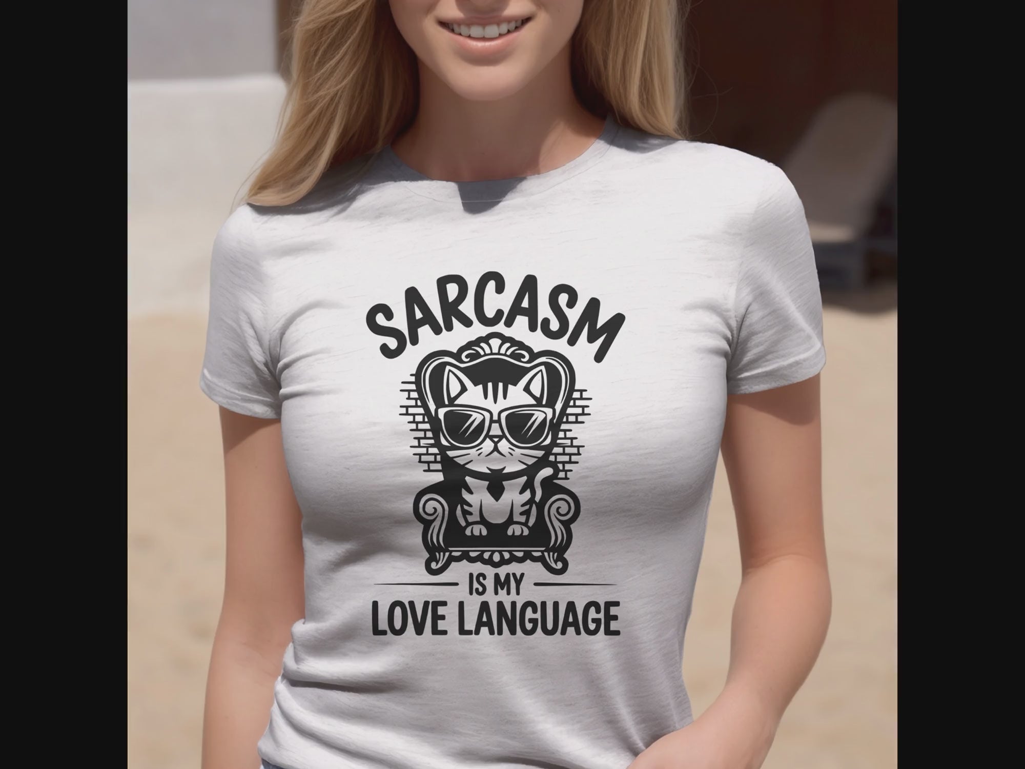 Sarcasm Is My Love Language Funny Cat T-Shirt
